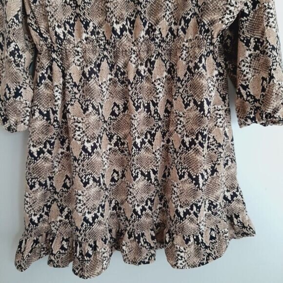JOE FRESH / Flowy Ruffle Hem Scoop Neck Midi Dress Snake Print Sz 1X - Picture 10 of 14